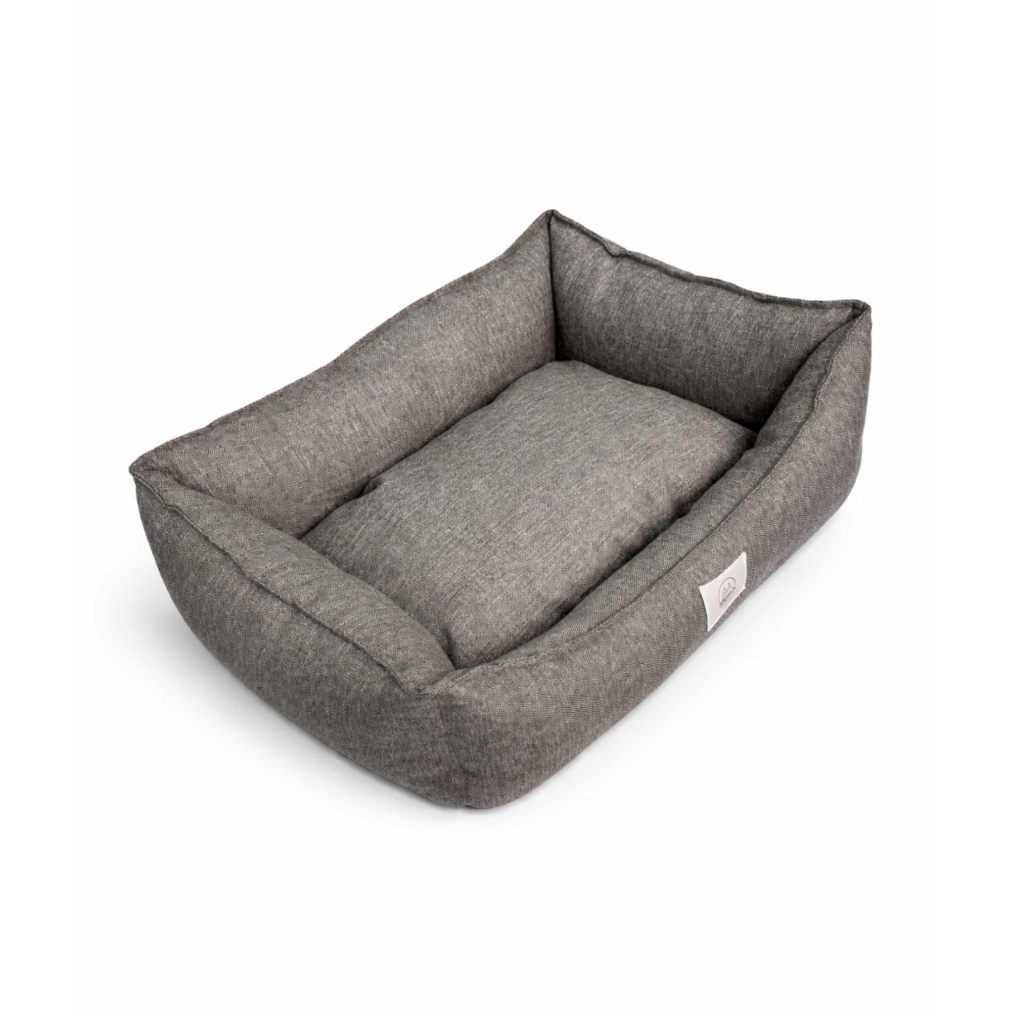Vanilla Woven Fabric Cat & Dog Bed – Removable Inner Cushion, Non-Slip Base, Bead Fiber Filled