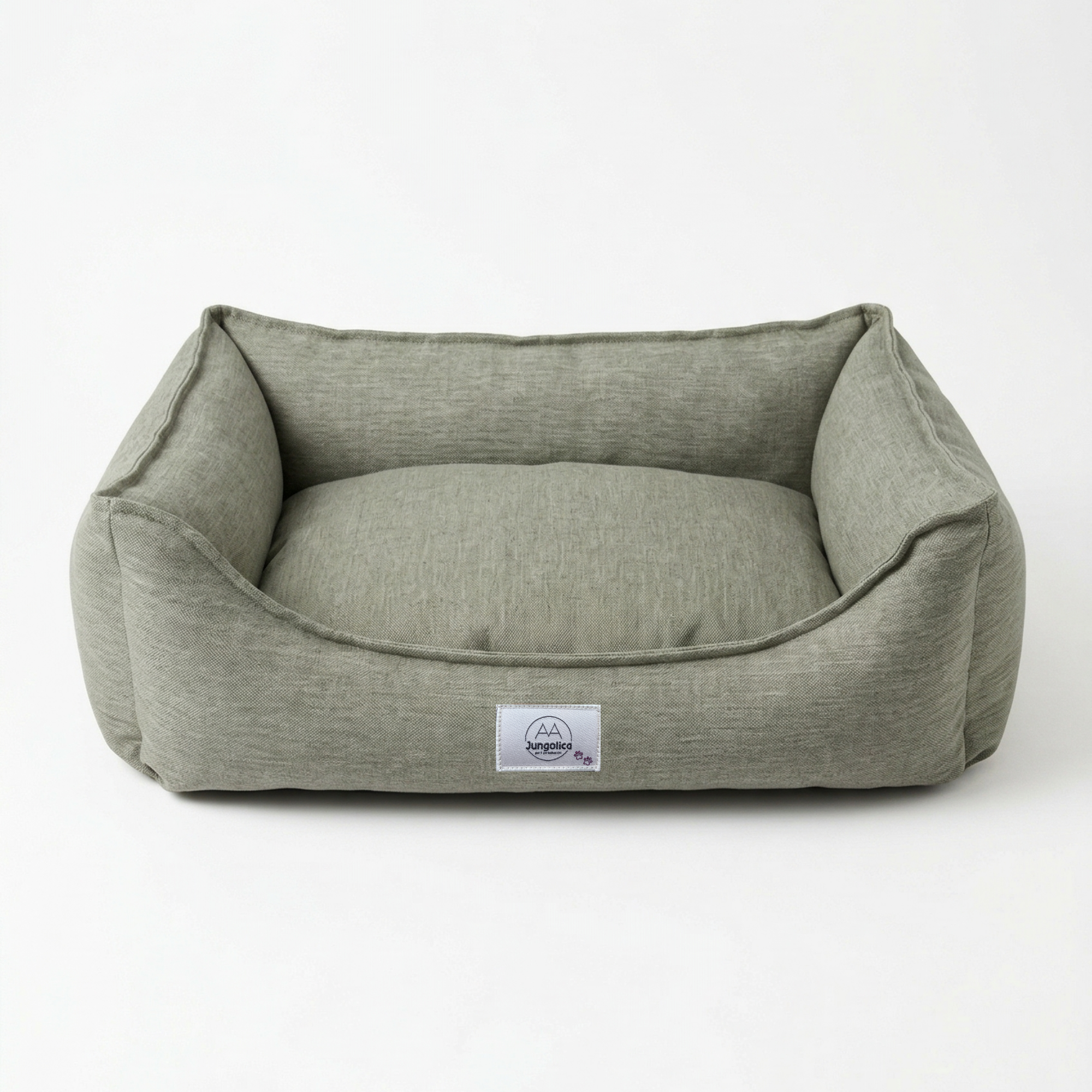 Vanilla Woven Fabric Cat & Dog Bed – Removable Inner Cushion, Non-Slip Base, Bead Fiber Filled