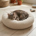 Teddy Donut-Shaped, Ultra Soft Fabric, Non-Slip Base, Washable Cat and Dog Bed