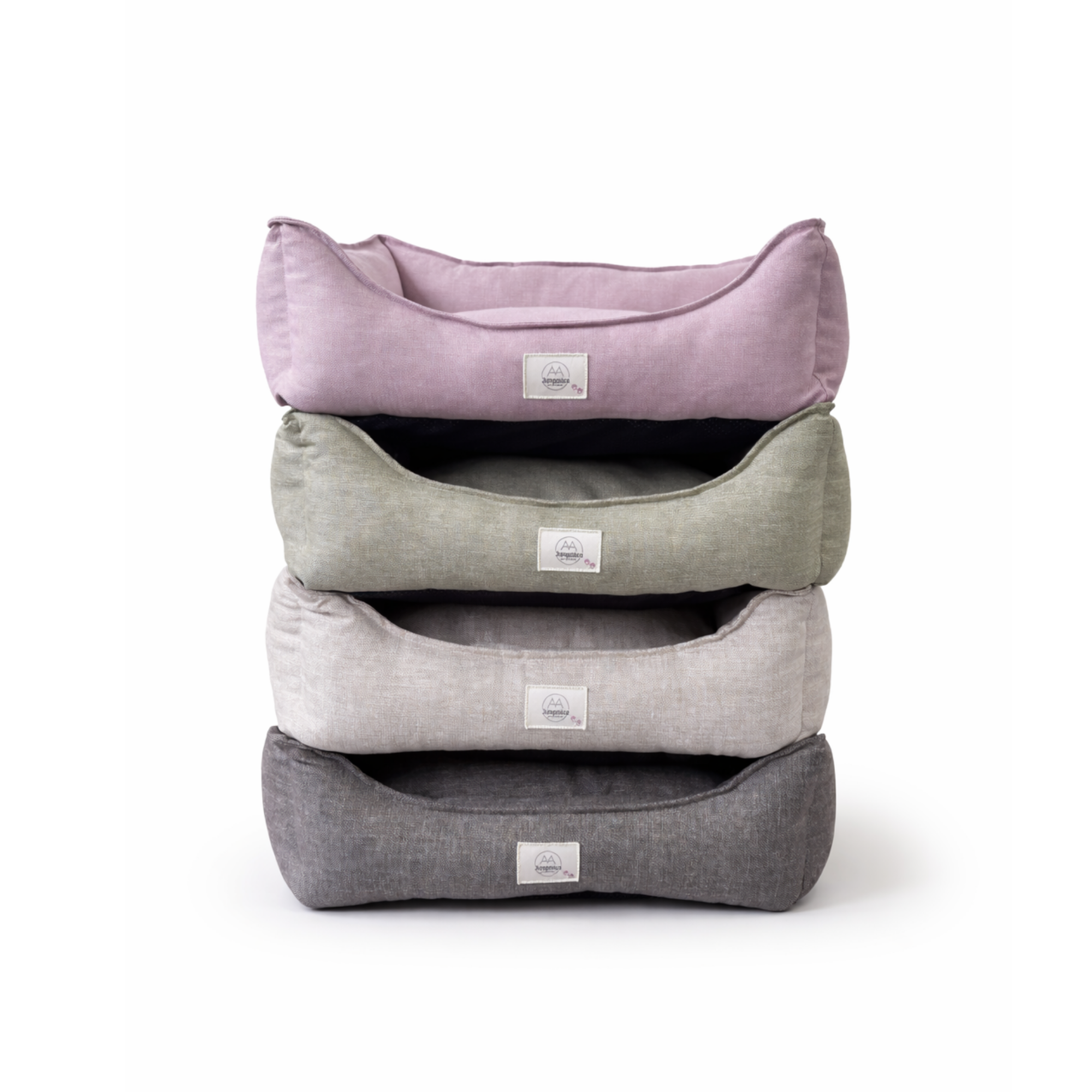 Vanilla Woven Fabric Cat & Dog Bed – Removable Inner Cushion, Non-Slip Base, Bead Fiber Filled