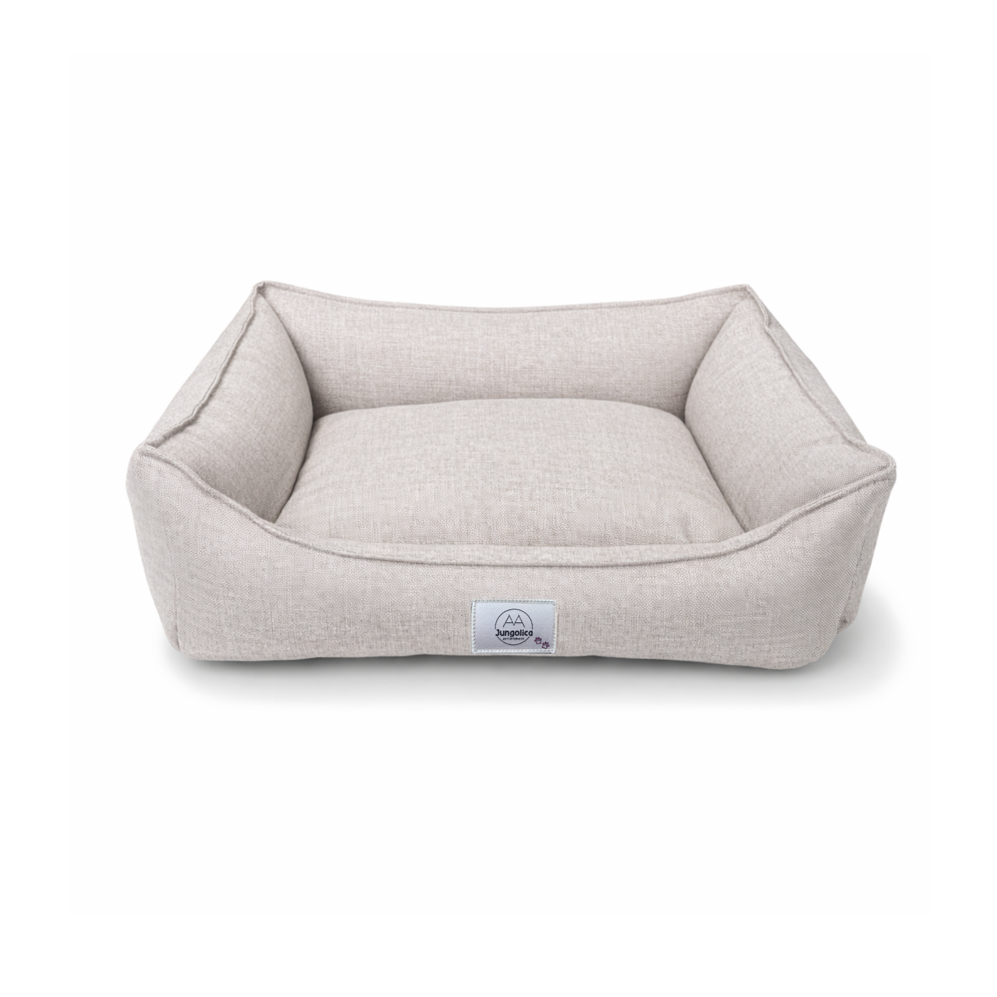 Vanilla Woven Fabric Cat & Dog Bed – Removable Inner Cushion, Non-Slip Base, Bead Fiber Filled