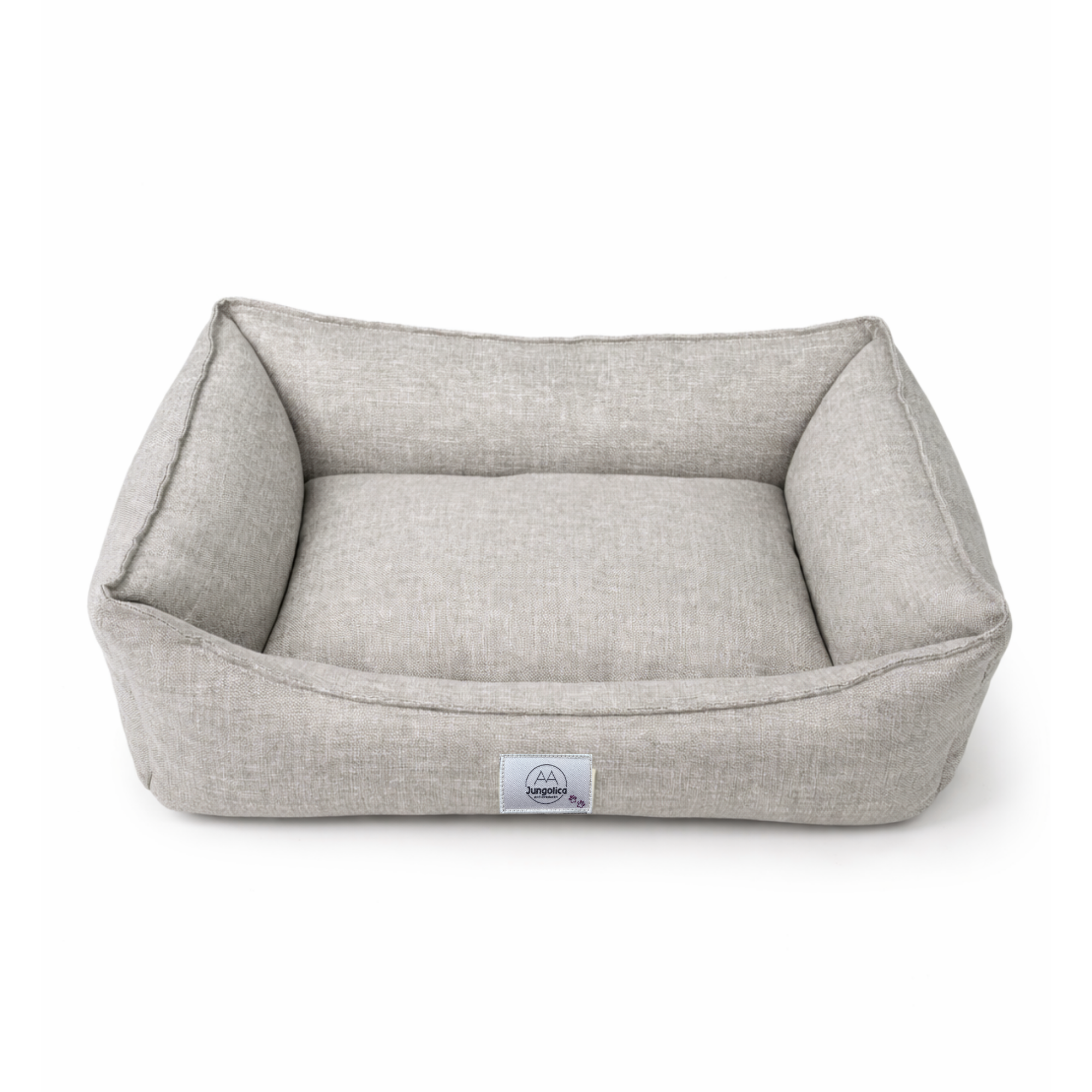 Vanilla Woven Fabric Cat & Dog Bed – Removable Inner Cushion, Non-Slip Base, Bead Fiber Filled
