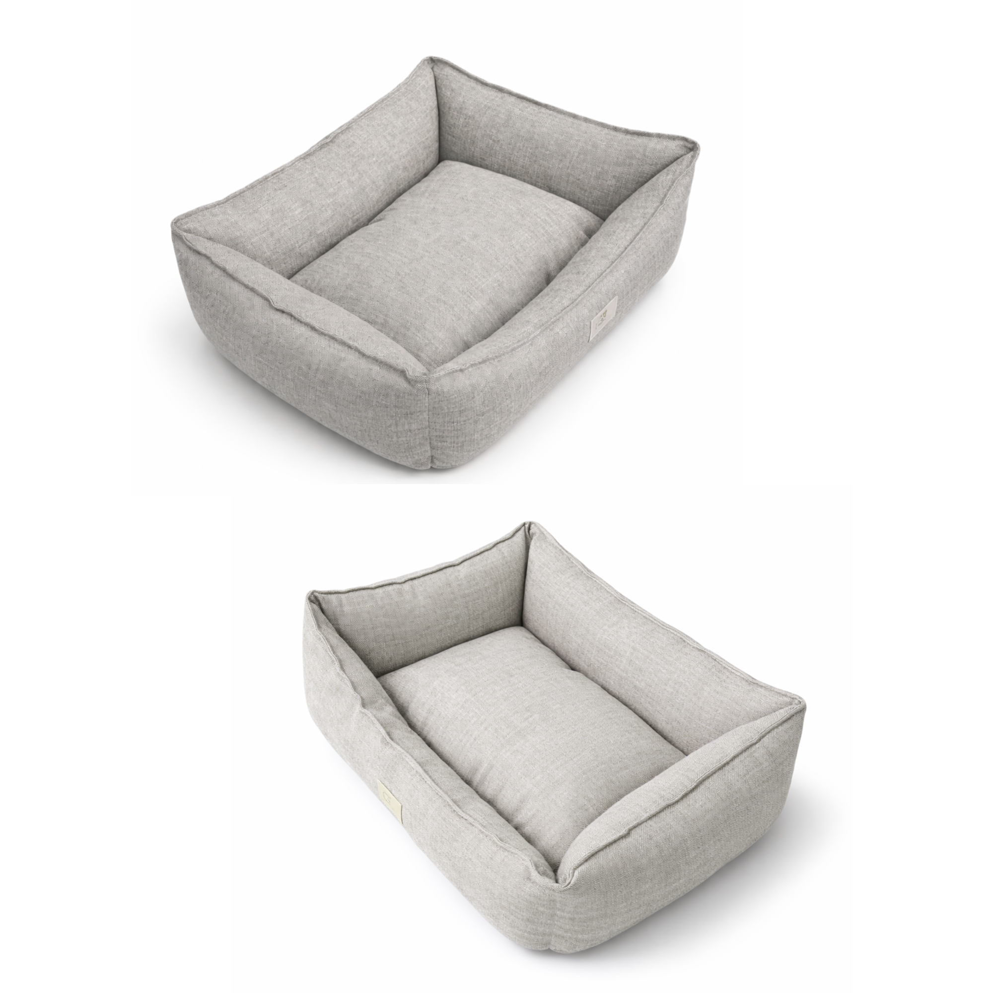 Vanilla Woven Fabric Cat & Dog Bed – Removable Inner Cushion, Non-Slip Base, Bead Fiber Filled