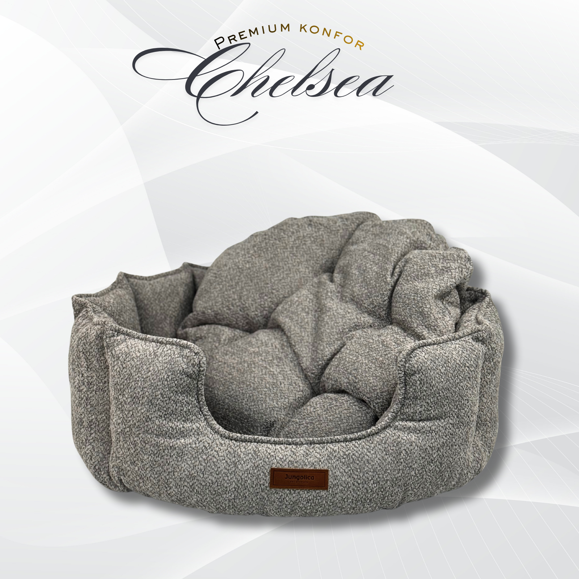 Chelsea Premium Konfor Kedi ve Köpek Yatağı– Yumuşak Dokulu, Yüksek Yan Duvar, Makinede Yıkanabilir (Gri)
