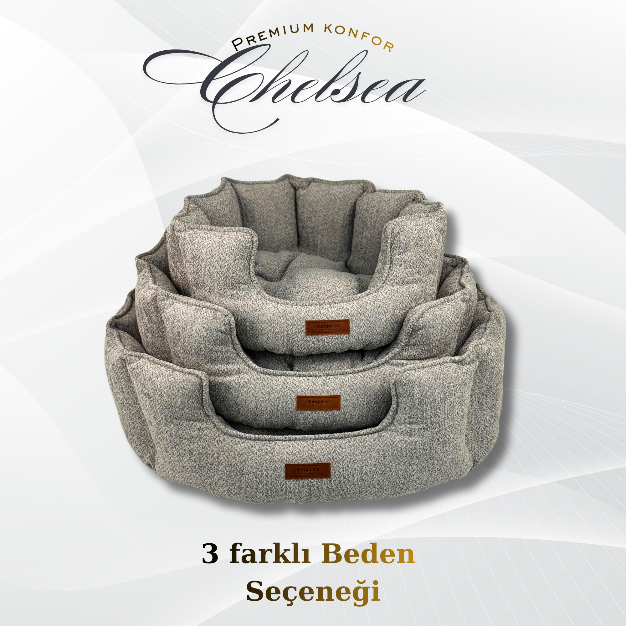 Chelsea Premium Konfor Kedi ve Köpek Yatağı– Yumuşak Dokulu, Yüksek Yan Duvar, Makinede Yıkanabilir (Gri)