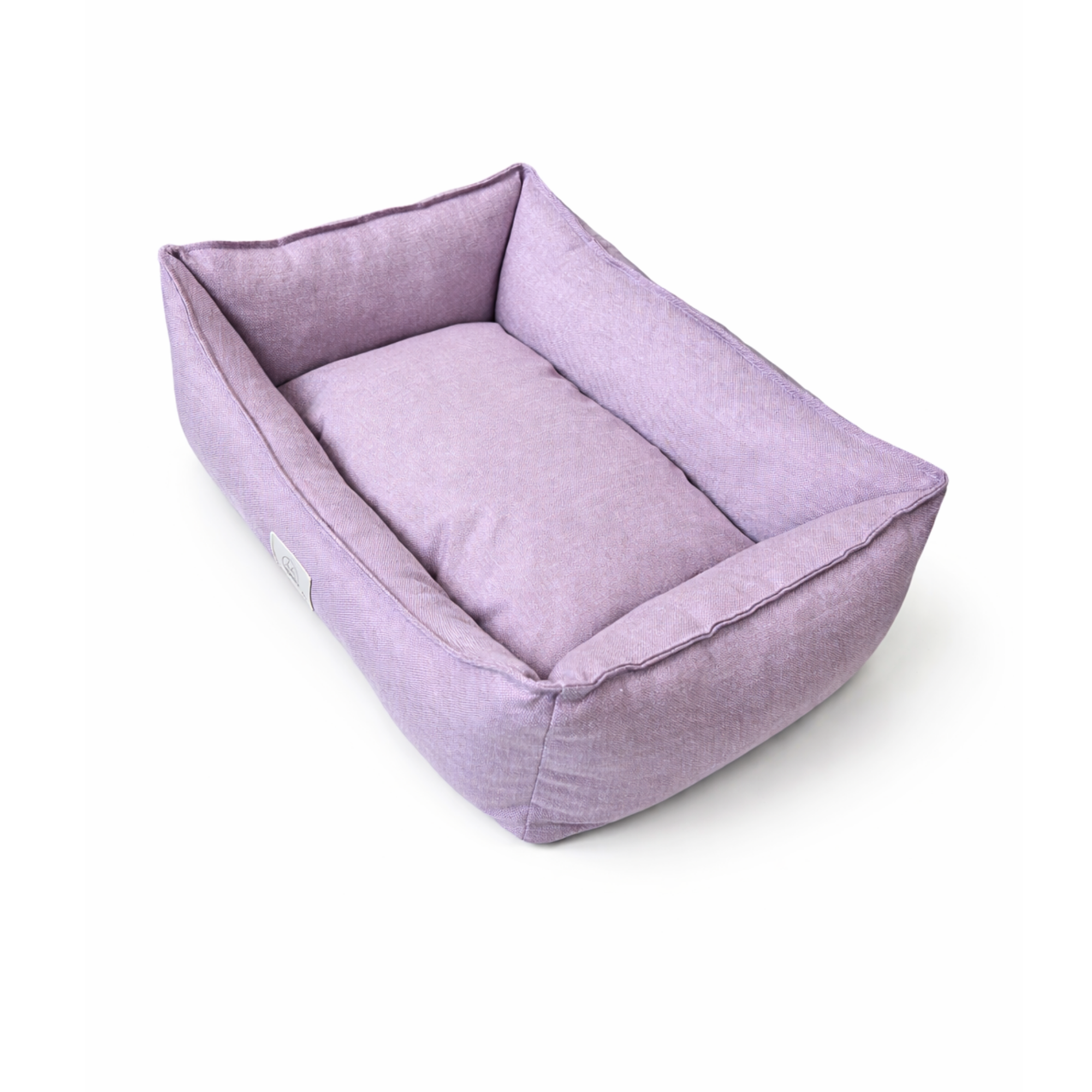 Vanilla Woven Fabric Cat & Dog Bed – Removable Inner Cushion, Non-Slip Base, Bead Fiber Filled