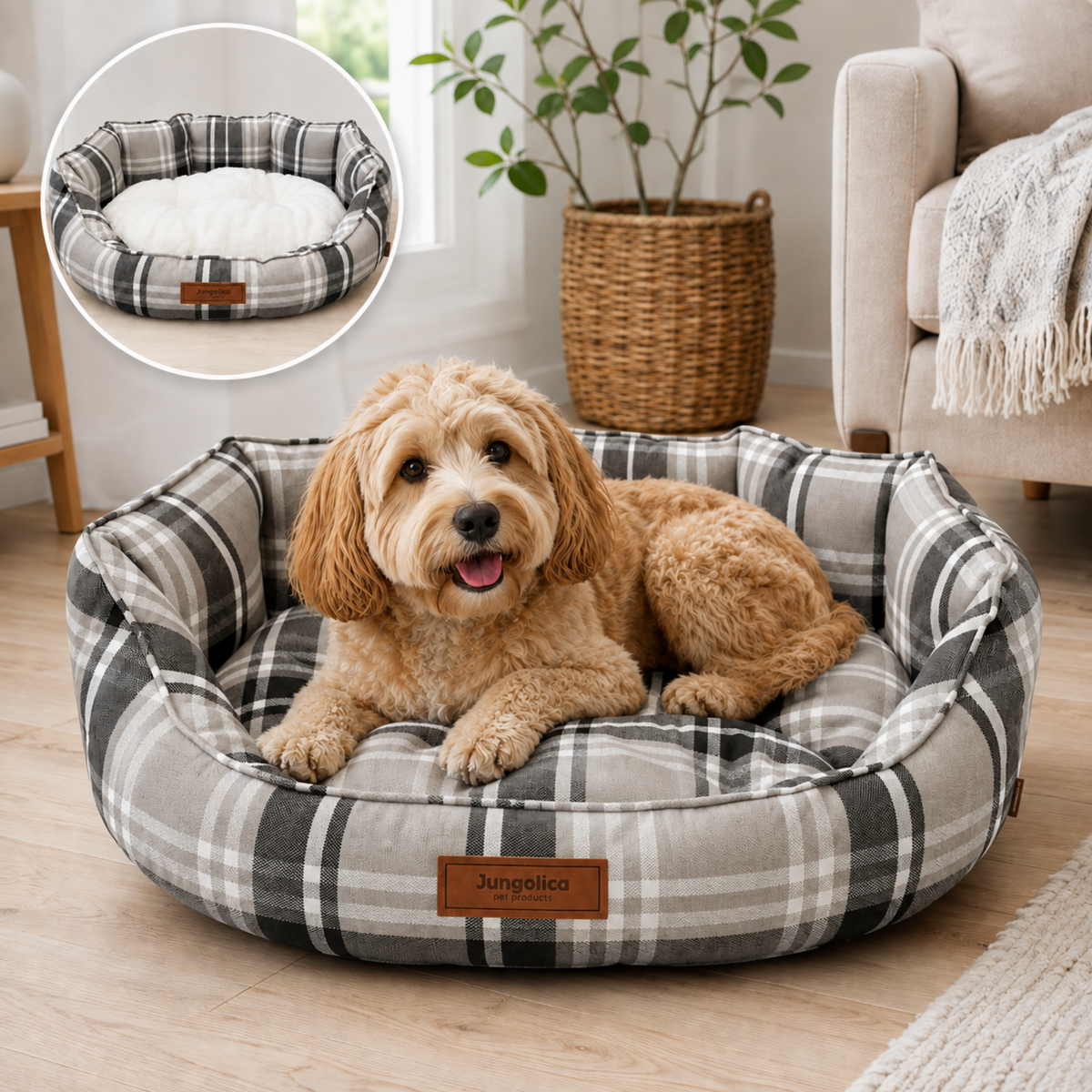 Double-Sided Washable Cat & Dog Bed with Cushion – 4-Season Use, Non-Slip Base, Suitable for All Breeds