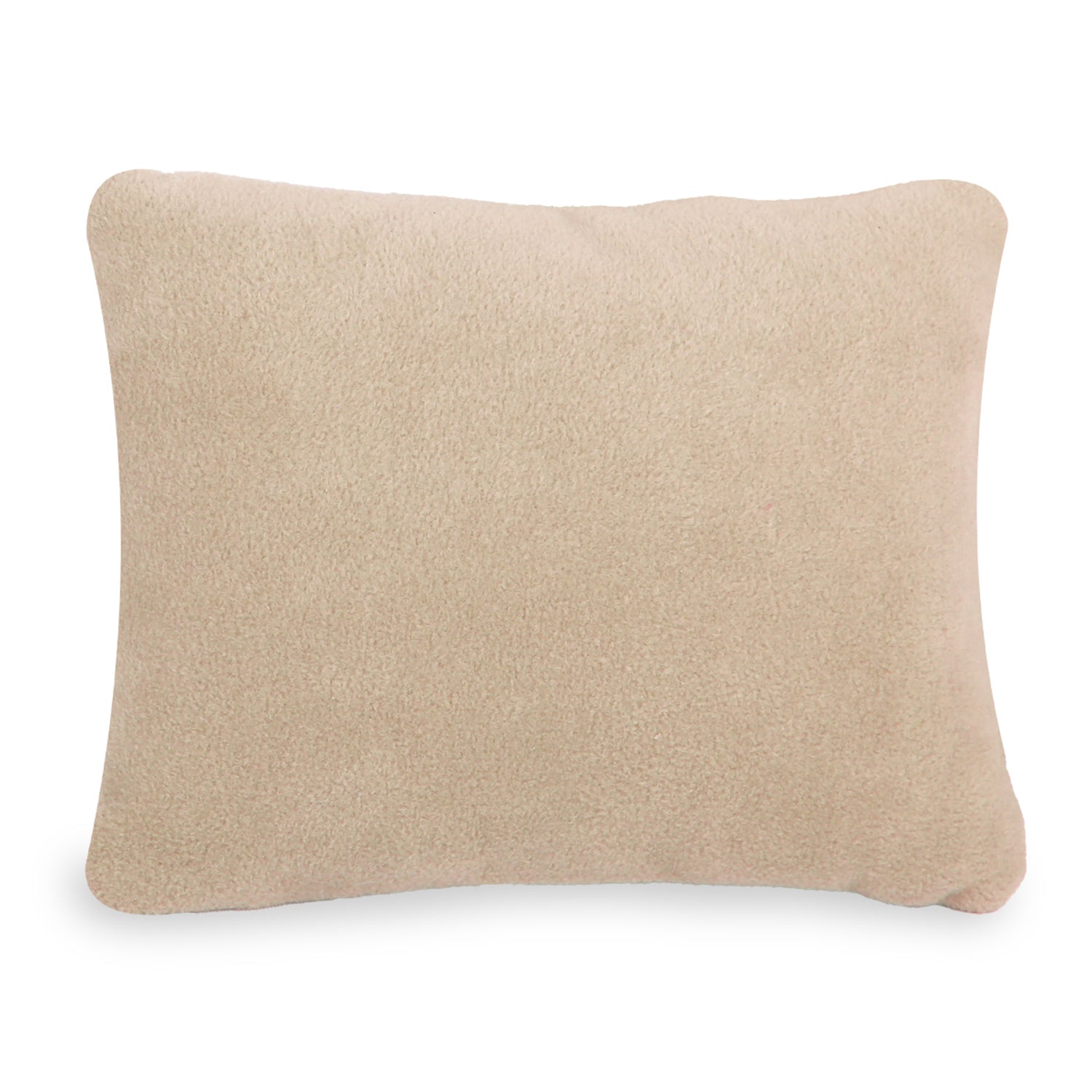 Beige rectangular decorative pillow with soft textured fabric