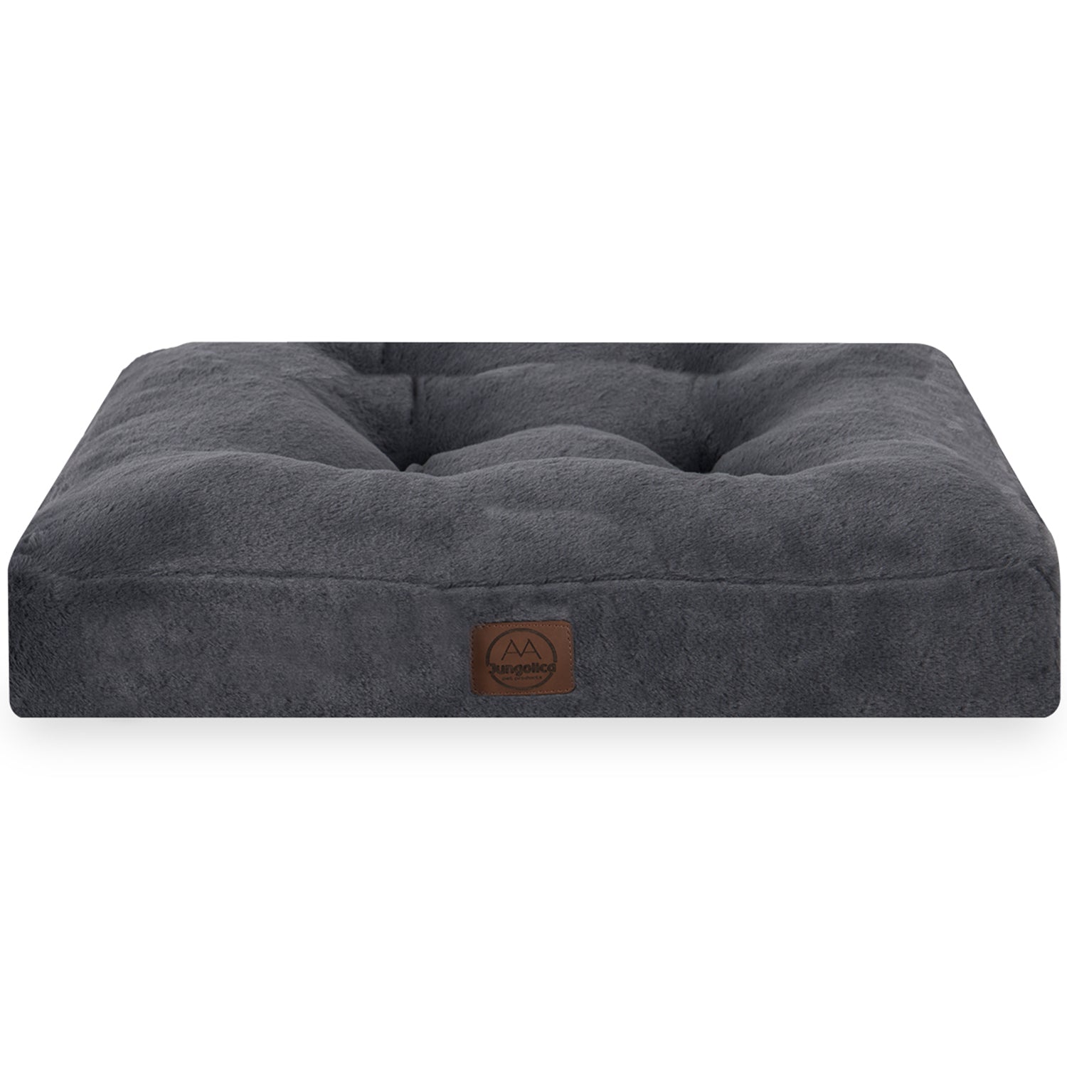 Dark grey ultra-soft non-slip pet bed with tufted design for cats and dogs