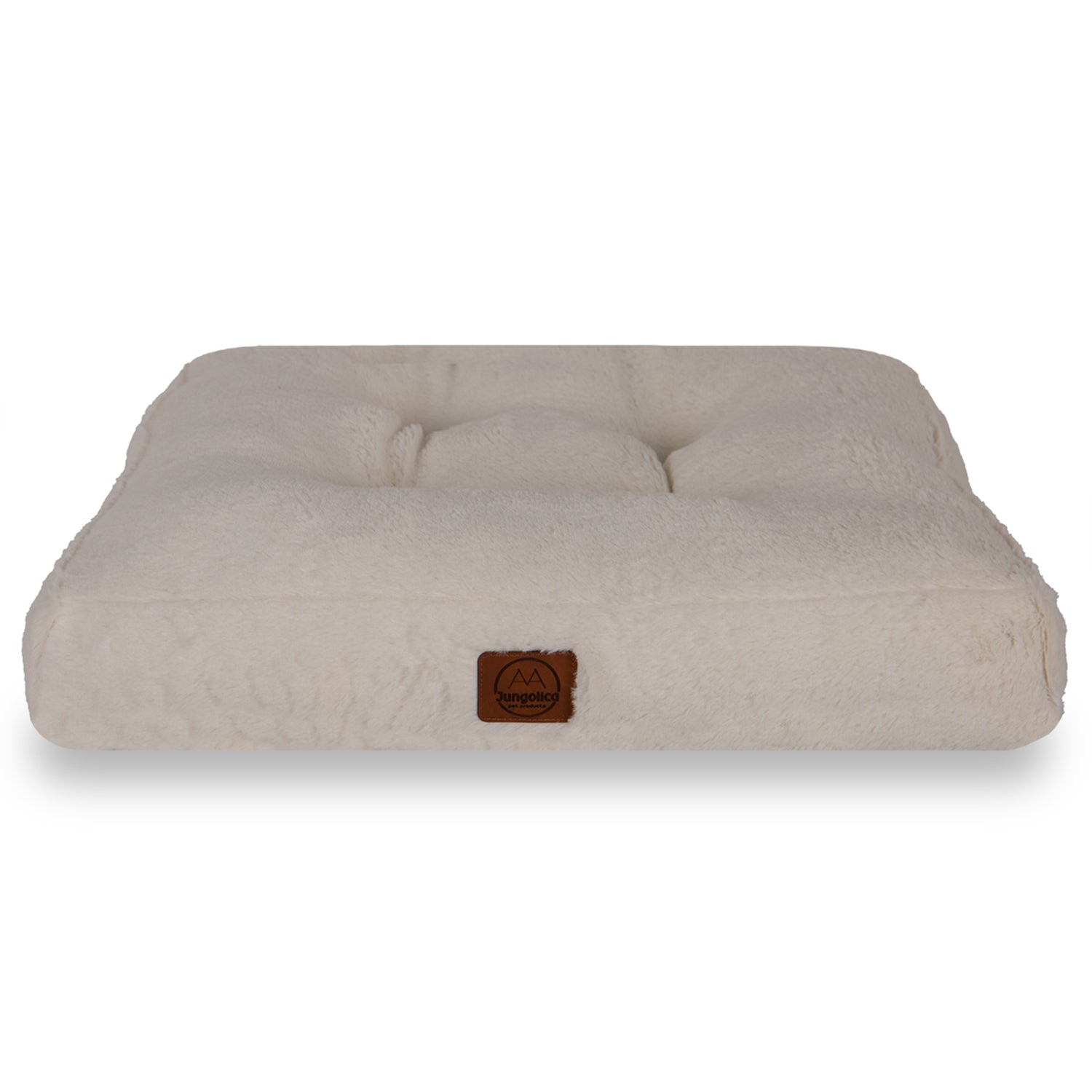 Ultra soft rectangular cream pet bed with non-slip bottom and plush fabric
