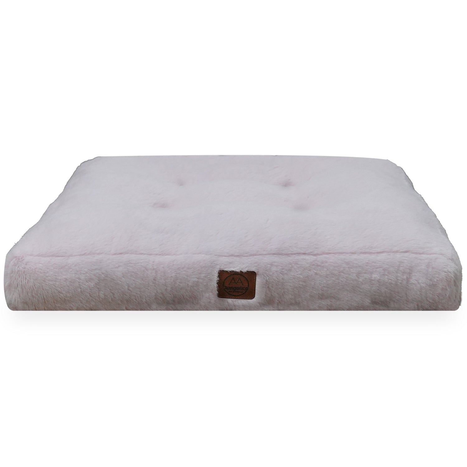 Pink ultra-soft non-slip pet bed for cats and dogs with plush surface, tufted design