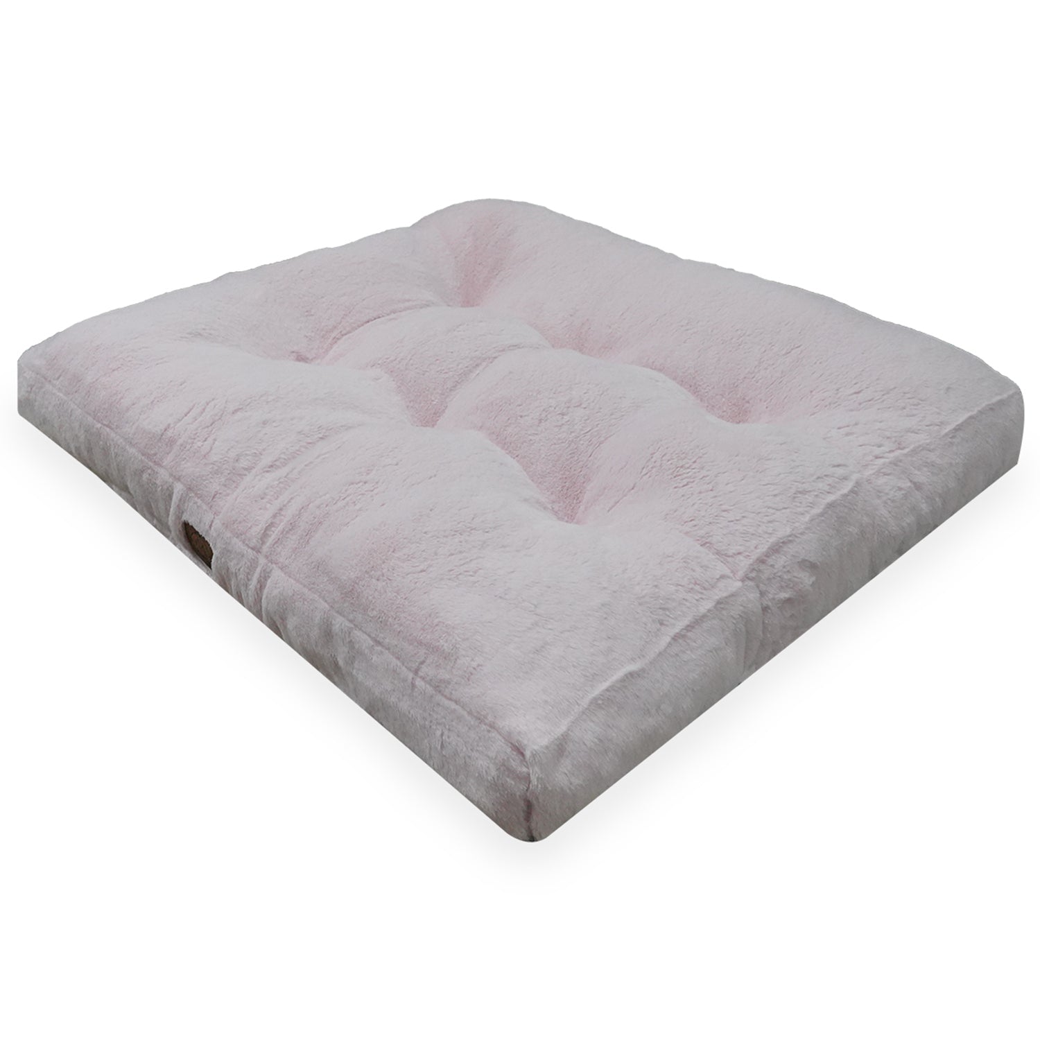 Soft pink pet bed with plush texture and anti-slip base for cats and dogs