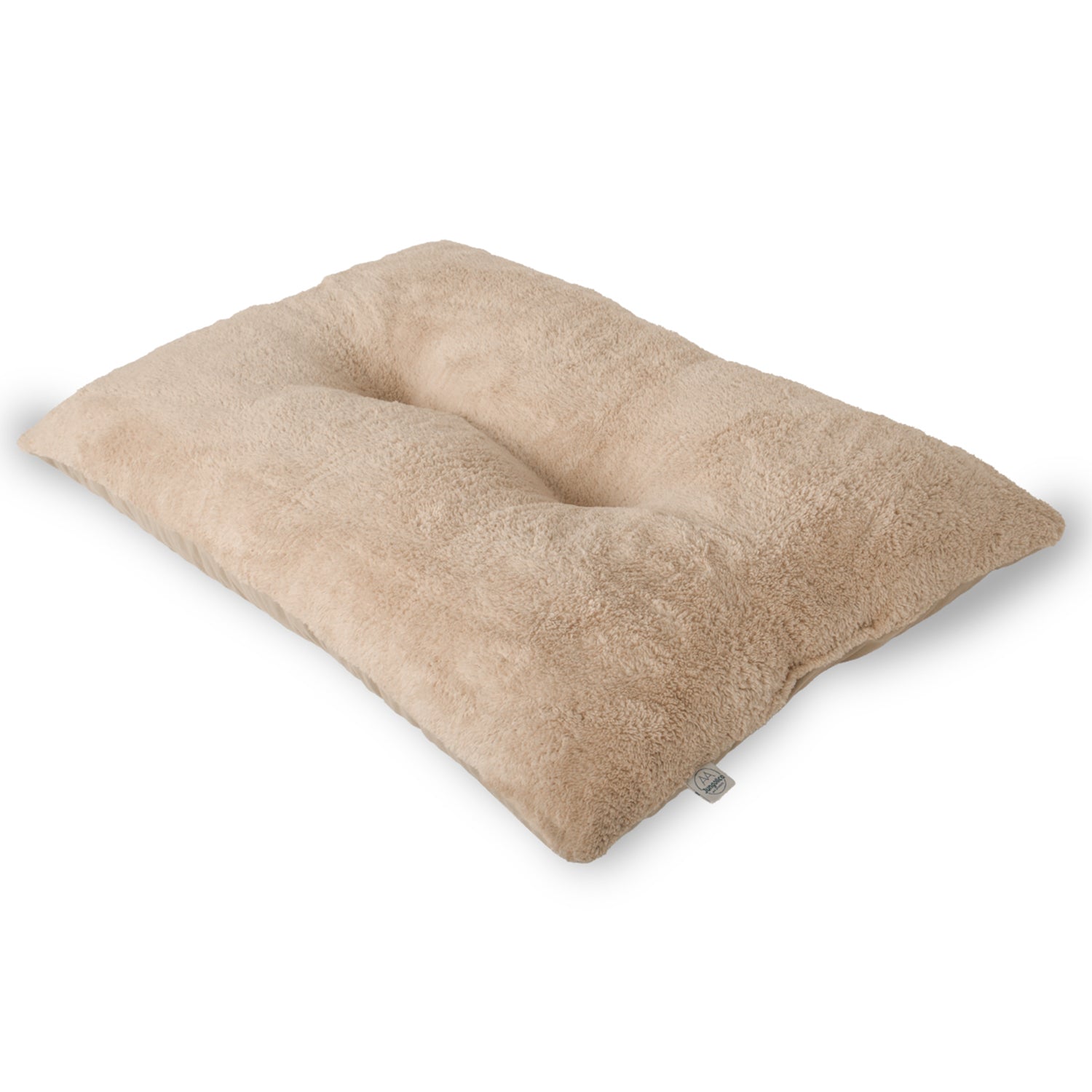 Beige reversible washable pet mat for cats and dogs on white background