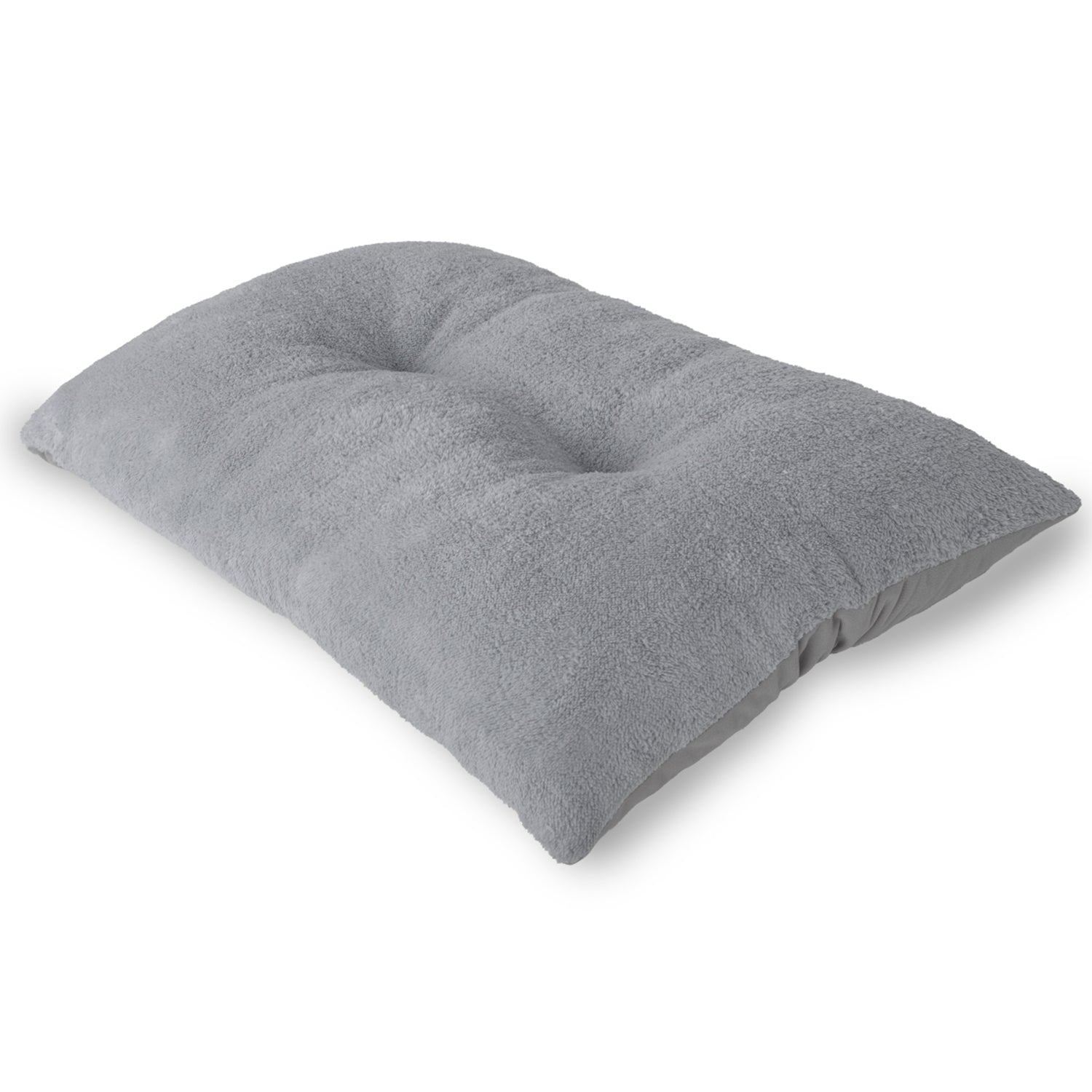 Light grey reversible washable pet bed for cats and dogs on white background