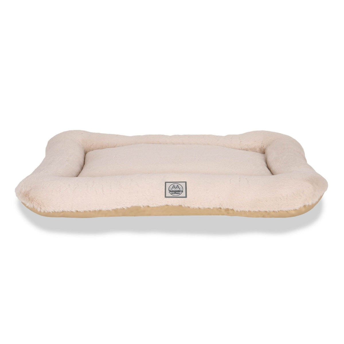 Beige waterproof, double-sided pet bed for cats and dogs with soft, plush texture.