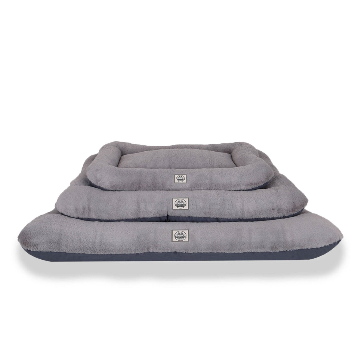 stacked grey waterproof pet beds for cats and dogs, double-sided, all-season design