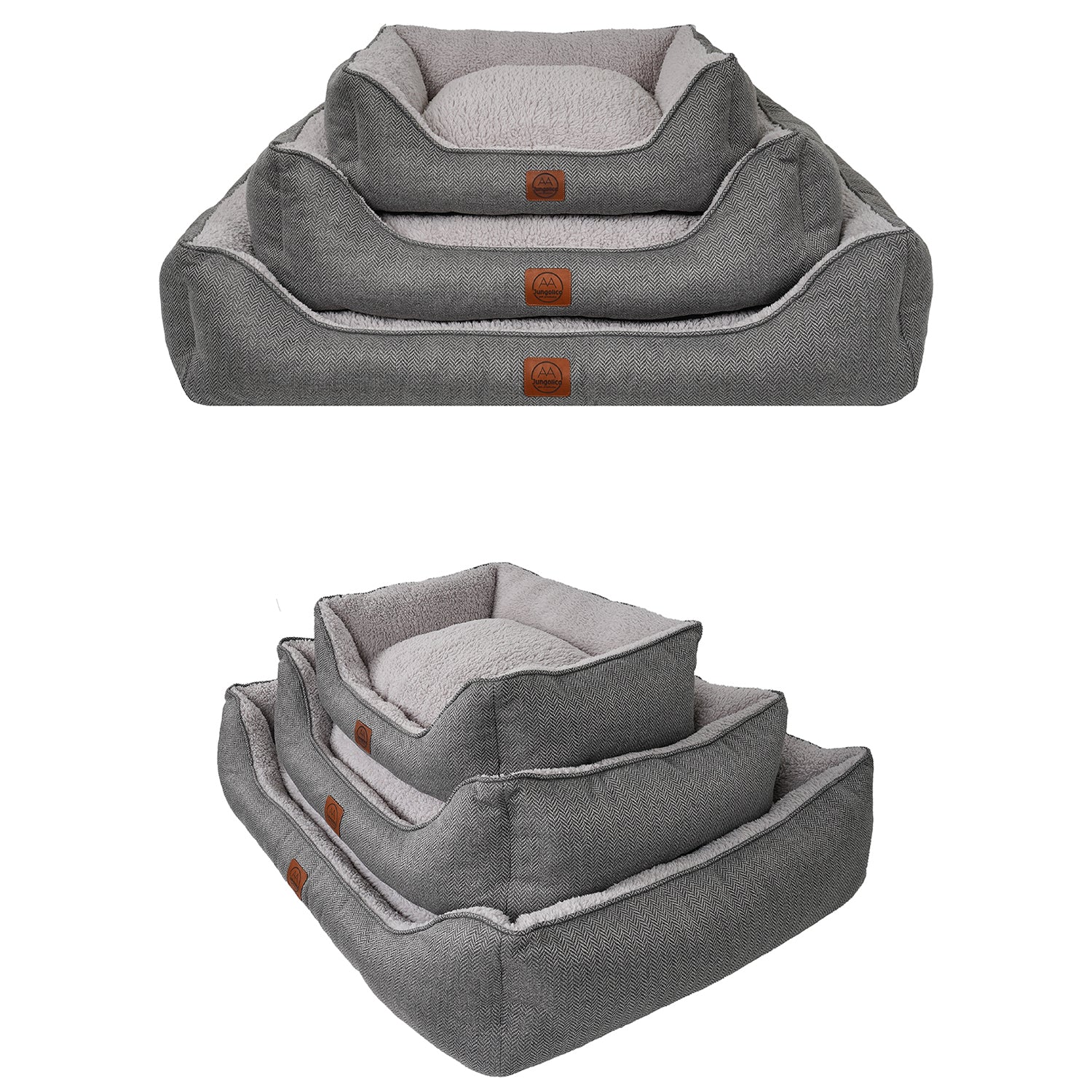 Zeus, Çift Taraflı Minderli, Kaydırmaz Tabanlı, Yıkanabilir, Yüksek Kaliteli Kedi ve Köpek Yatağı (Gri) - Jungolica Pet Products